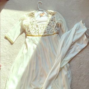 Never worn beautiful white and gold Indian suit